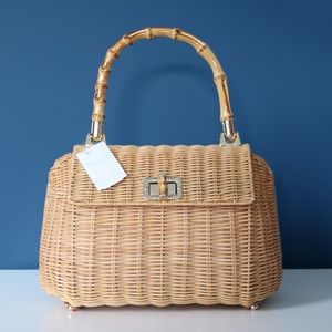 J. McLaughlin Wicker Bag with Bamboo Handle